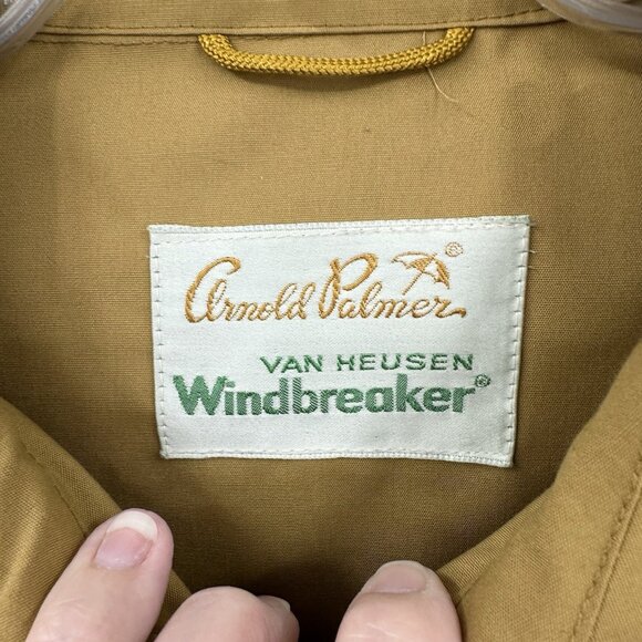 vintage 70s ARNOLD PALMER WINDBREAKER coat jacket gold big collar funky XL - Picture 6 of 6